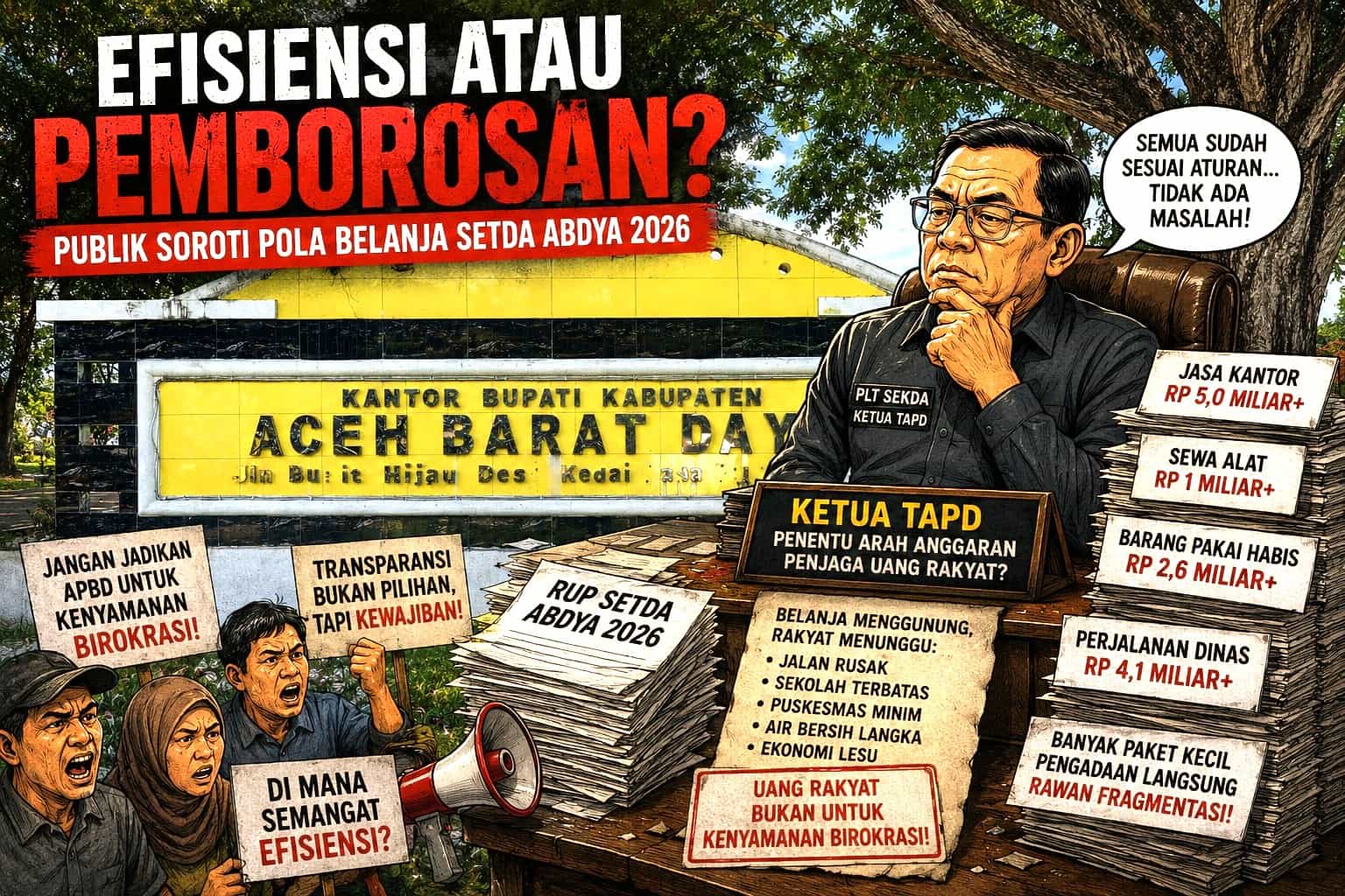 “Efisiensi atau Pemborosan? Plt Sekda Abdya Jangan Bungkam di Tengah Bengkaknya Belanja Birokrasi”