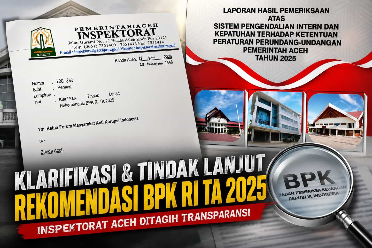 FORMAKI Kawal Rp11,3 Miliar Temuan BPK di Pemerintah Aceh, Inspektorat Akui Belum Tuntas