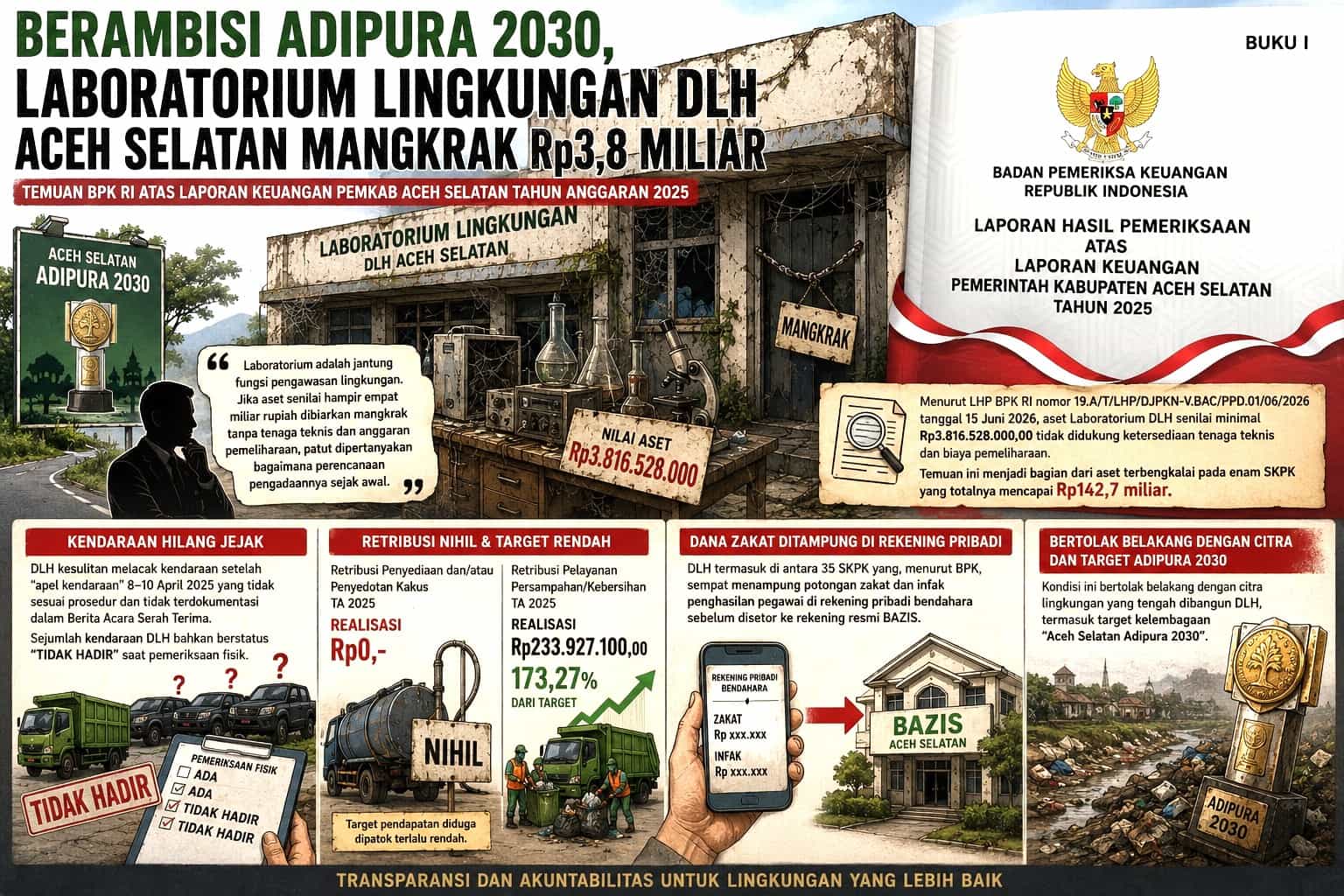 Berambisi Adipura 2030, Laboratorium DLH Aceh Selatan Mangkrak Rp3,8 Miliar