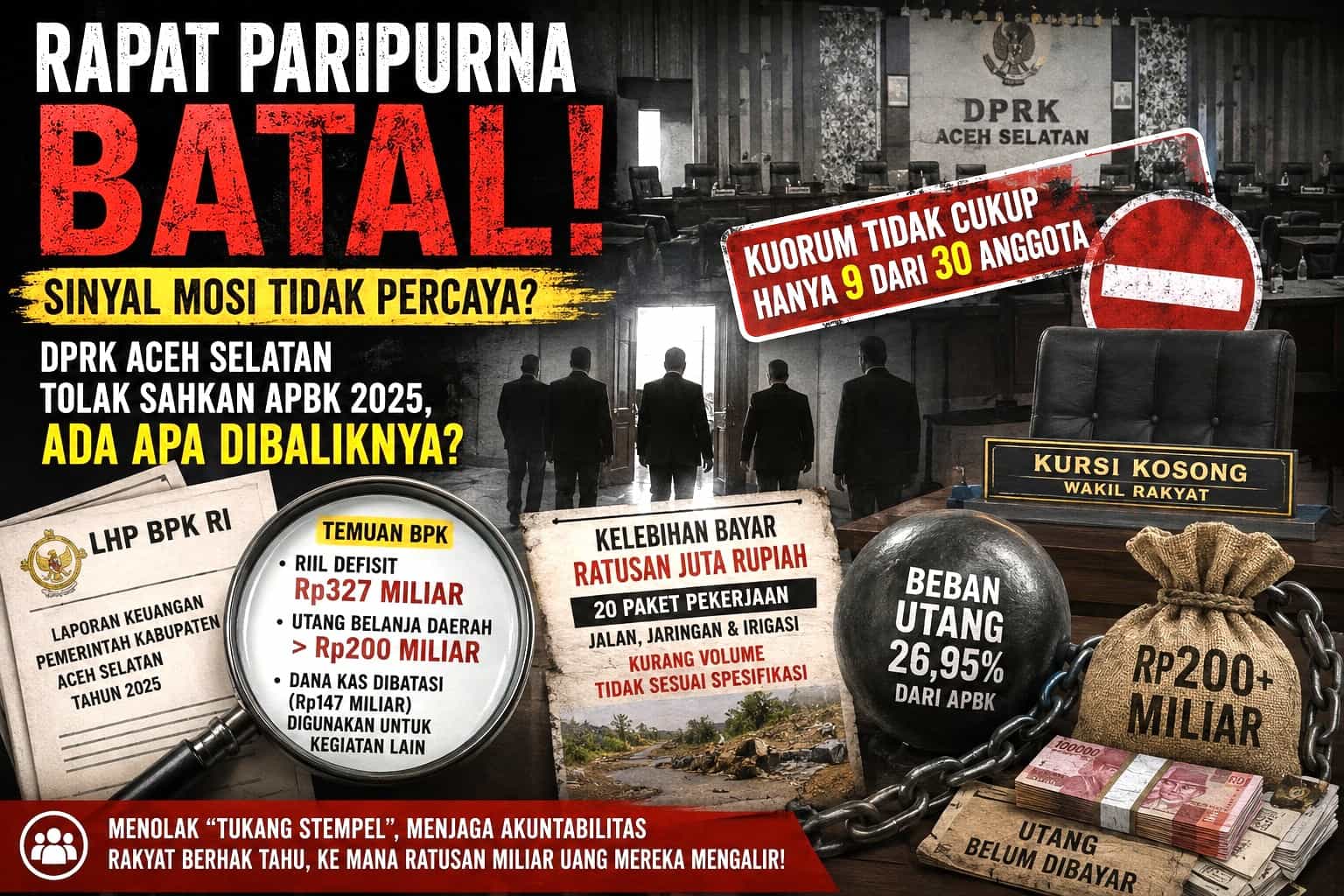 Akrobatik Fiskal Berujung Boikot: Mengapa Dewan Menolak “Cuci Piring” Rapor Merah Pemkab Aceh Selatan?