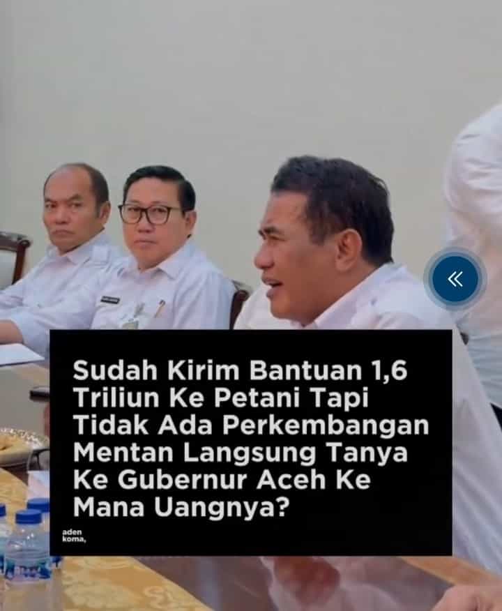 Triliunan Dana Pertanian Aceh Mangkrak di Kabupaten, Mentan Cecar Kepala Daerah: “Petani Menjerit, Uang Ditahan!”