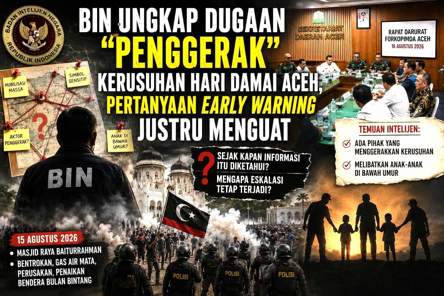 BIN Ungkap Dugaan “Penggerak” Kerusuhan Hari Damai Aceh, Pertanyaan Early Warning Justru Menguat