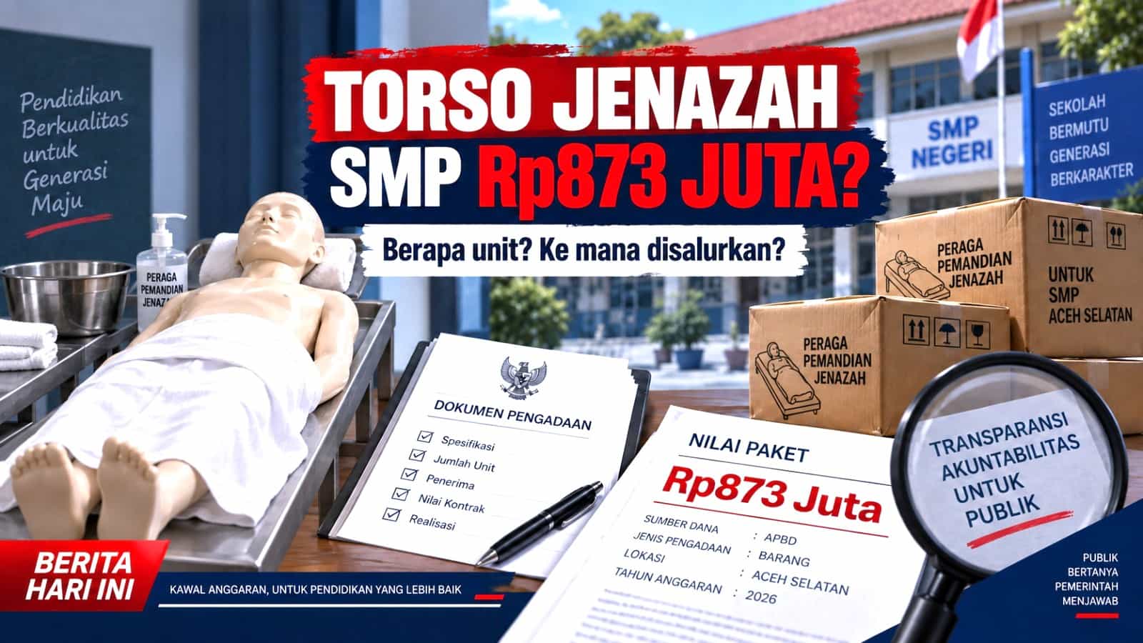 Disdikbud Aceh Selatan Buka Rincian Torso Jenazah Rp873 Juta: 95 Unit Dibeli, Disebar ke 64 SMP