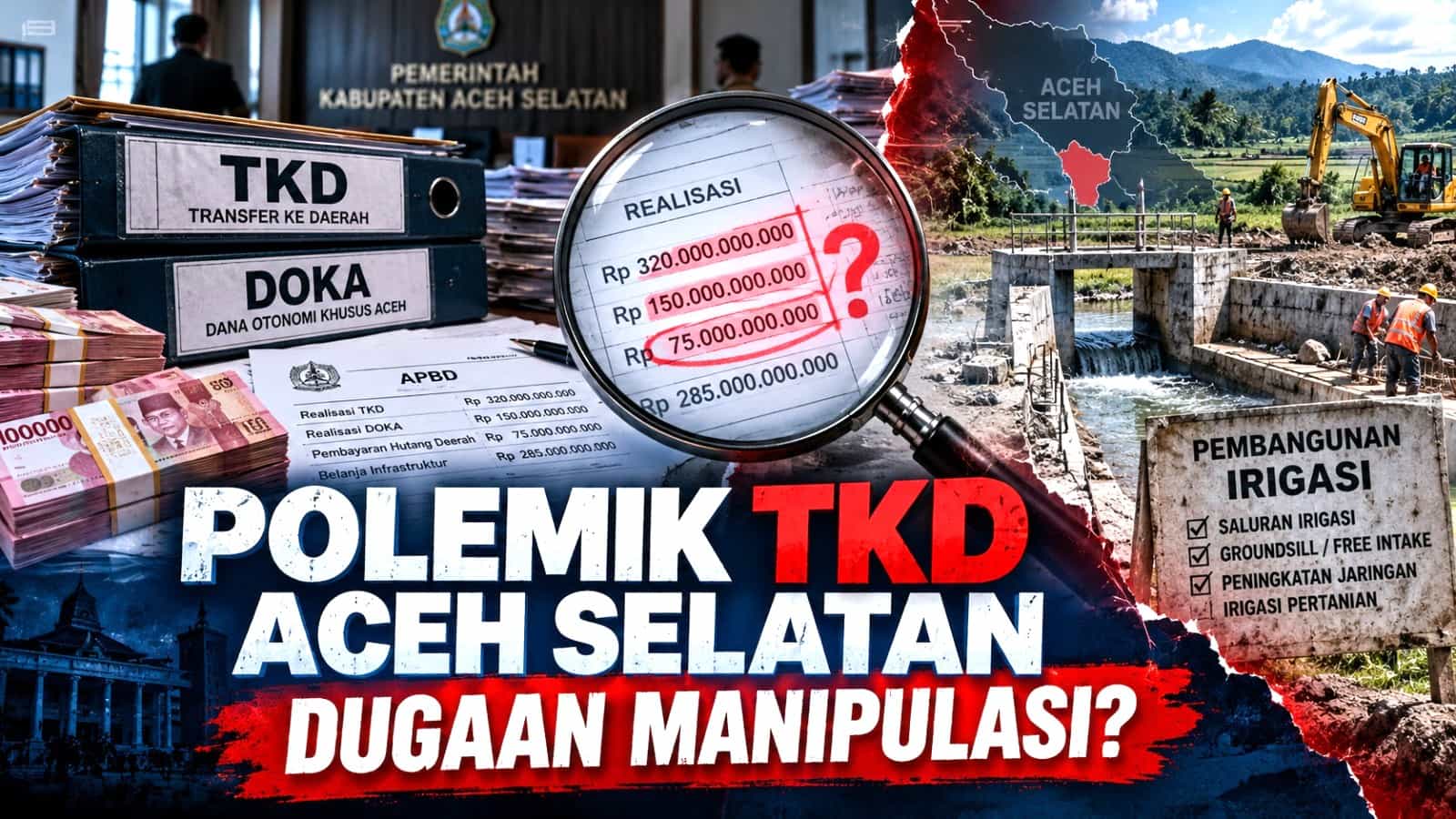 Dugaan Manipulasi Realisasi TKD Aceh Selatan Mengemuka, Dokumen Dua Proyek PUPR Ungkap Sumber Dana DOKA