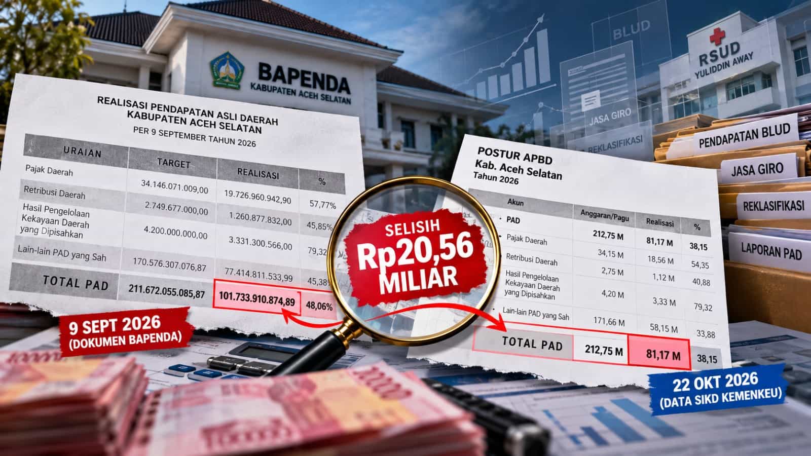 Realisasi PAD Aceh Selatan Berbeda Rp20,56 Miliar, Bapenda Akui Ada Reklasifikasi Pendapatan BLUD