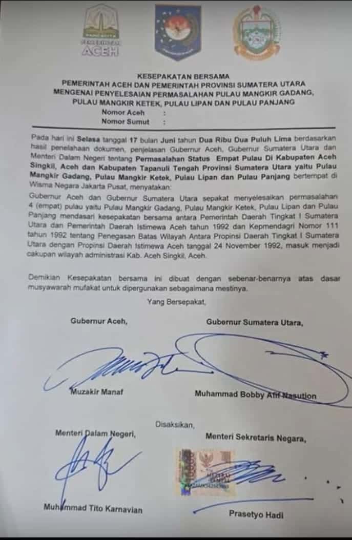 “Pemerintah Pusat Sahkan Pulau-Pulau Sengketa Hanya di Aceh”