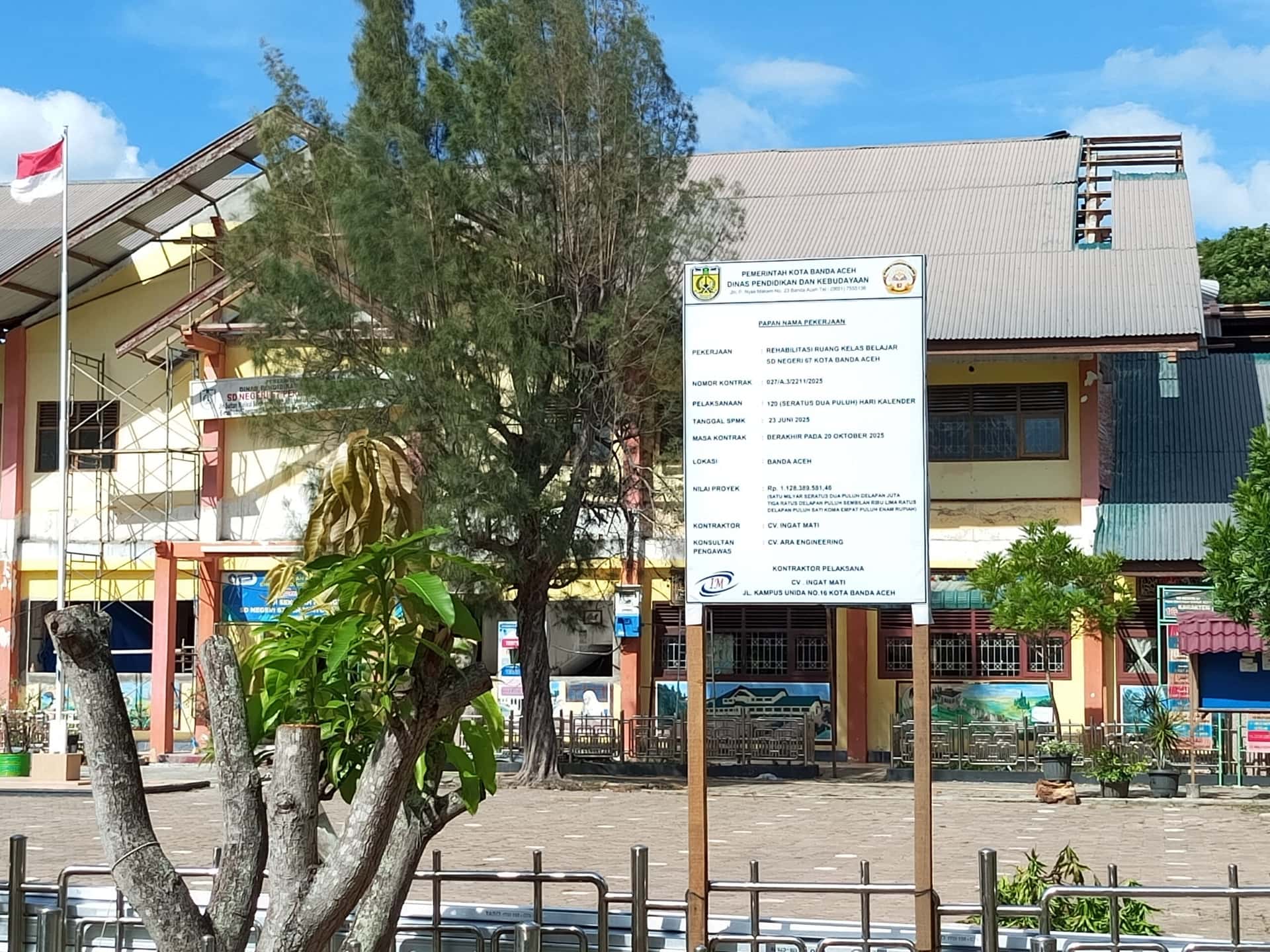 Proyek SDN 67 Banda Aceh Disorot, Dinding Roboh dan Keselamatan Kerja Diduga Terabaikan