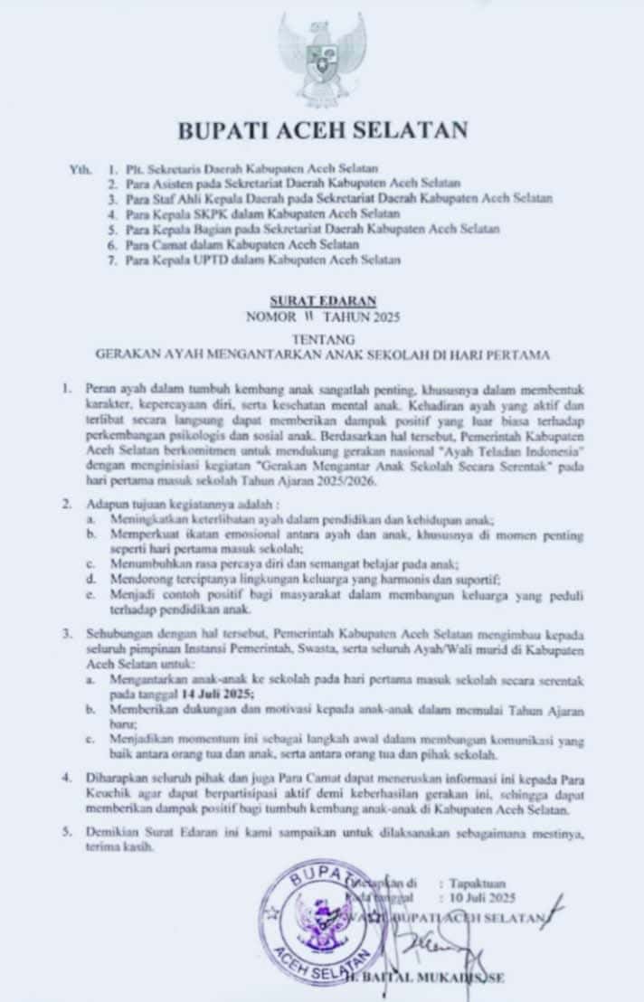 Gerakan Ayah Mengantarkan Anak Sekolah di Hari Pertama: Niat Baik, Tapi Tak Semua Anak Punya Ayah