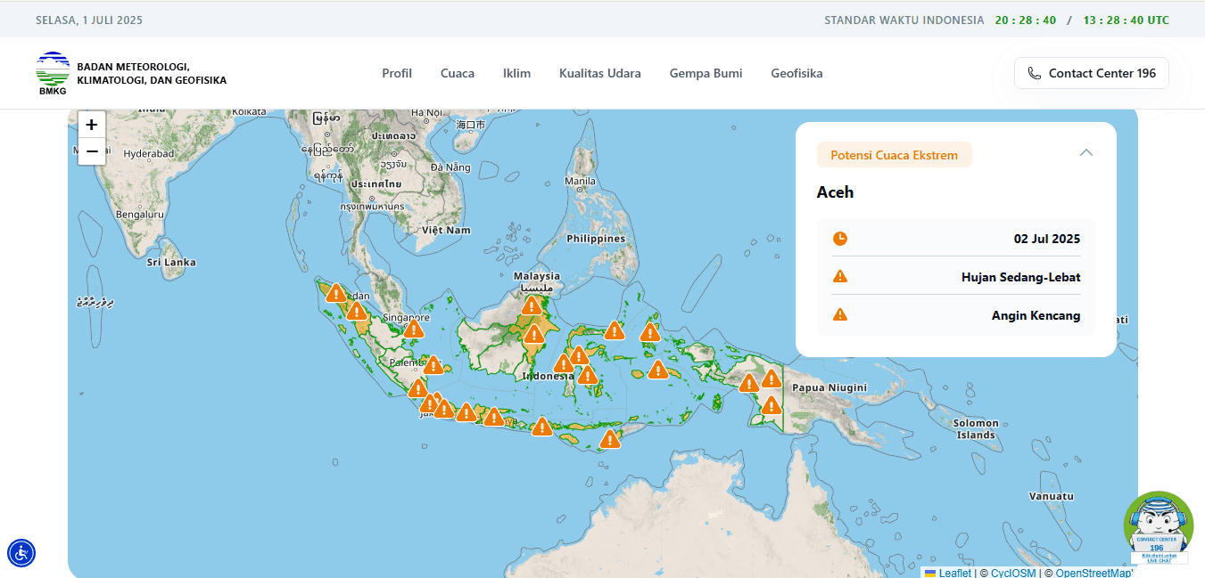 BMKG Peringatkan Cuaca Ekstrem di Aceh pada 2 Juli 2025