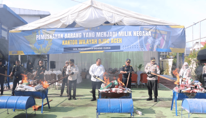Kapolda Aceh Hadiri Pemusnahan BMN Hasil Penindakan Bea Cukai, Tekankan Sinergi Penegakan Hukum