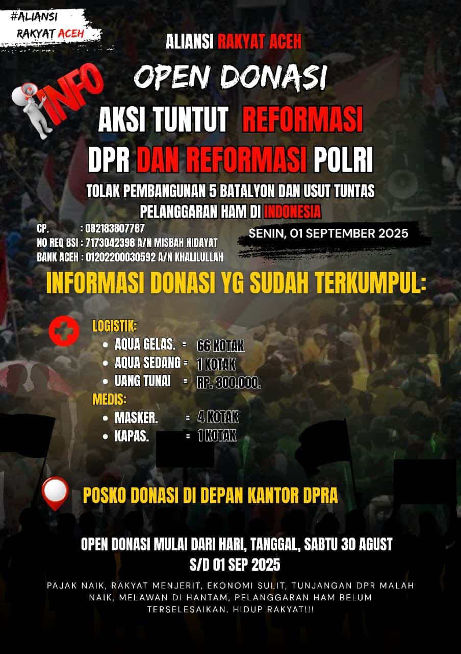 Aktivis dan Mahasiswa Siapkan Aksi Tuntut Reformasi DPR dan Polri di Banda Aceh