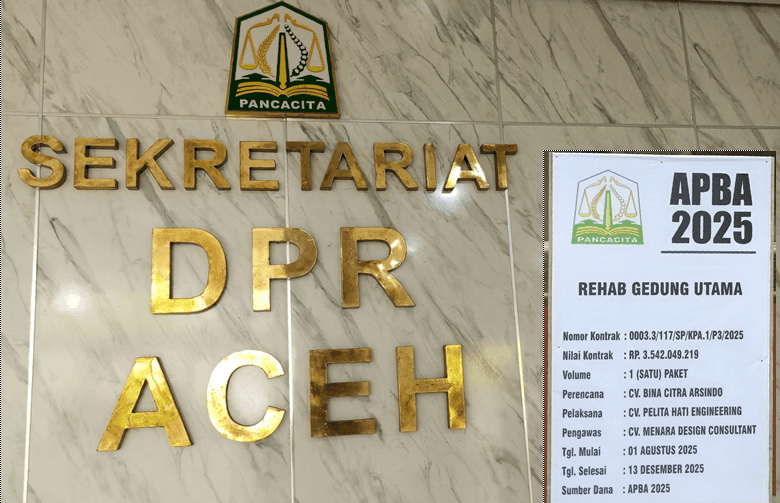 Proyek Rehabilitasi Gedung Utama DPRA Senyap, Transparansi Dipertanyakan dan Diduga Abaikan Aturan K3