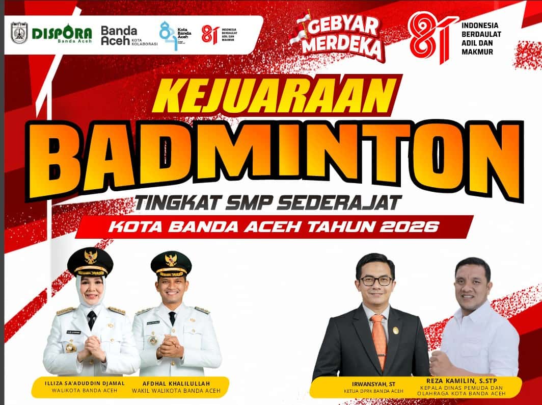 Semarak Gebyar Merdeka 81, Dispora Gelar Kejuaraan Badminton Tingkat SMP se-Banda Aceh Hari Ini