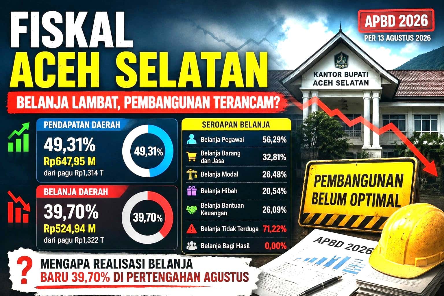 Realisasi APBD Aceh Selatan Baru 39,70 Persen, Pemkab Diminta Jelaskan Penyebab Lambannya Serapan