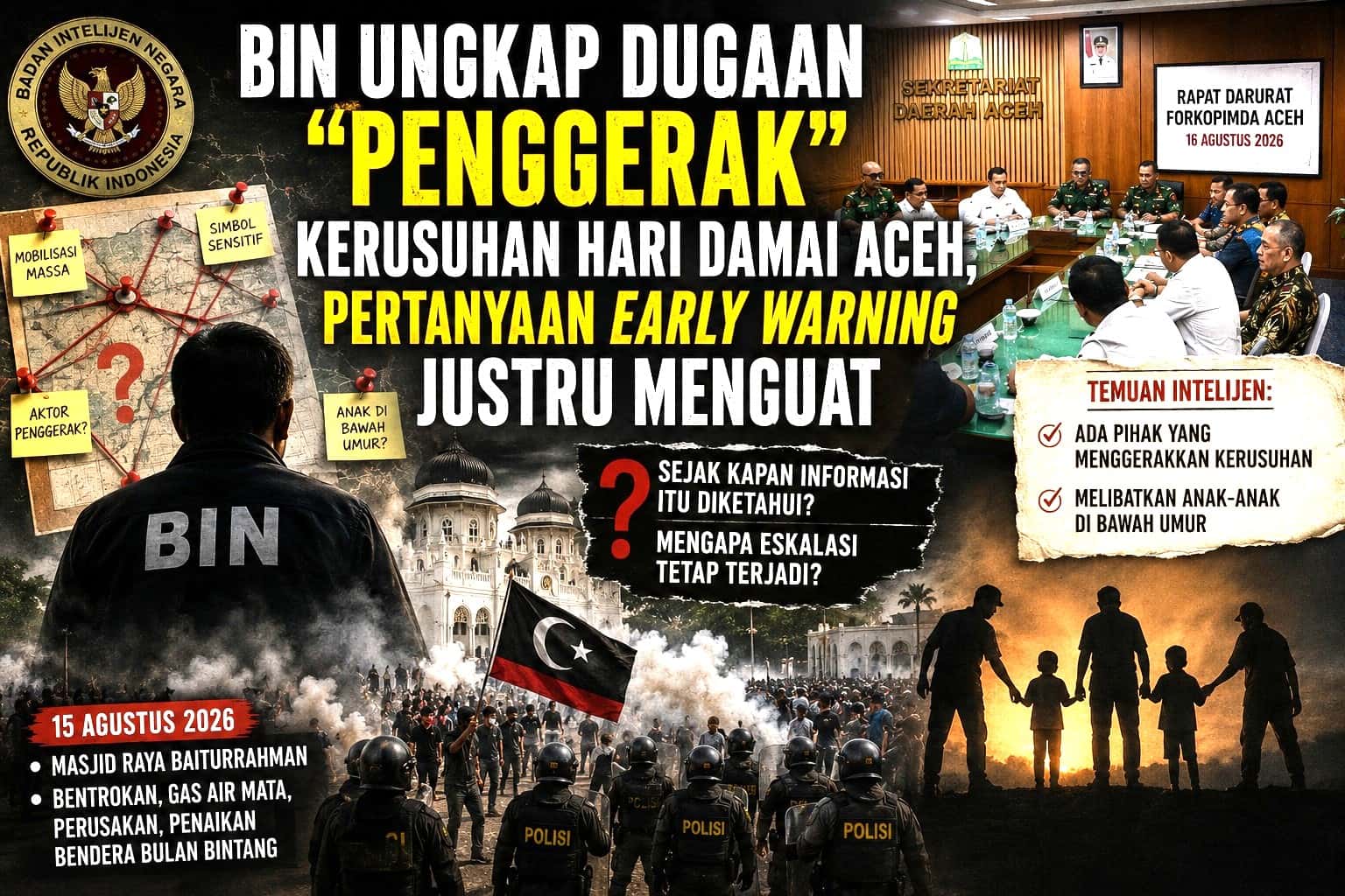 BIN Ungkap Dugaan “Penggerak” Kerusuhan Hari Damai Aceh, Pertanyaan Early Warning Justru Menguat