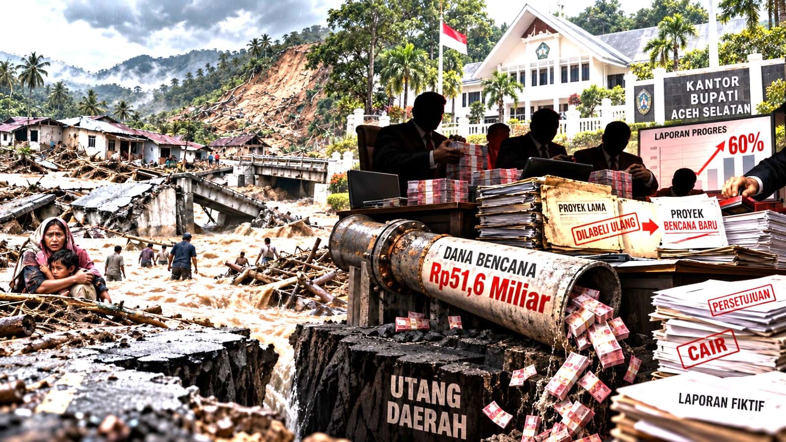 Skandal Dana Bencana Rp51,6 Miliar Aceh Selatan: Ketika Anggaran Kemanusiaan Disinyalir Jadi “Bancakan” Utang Daerah