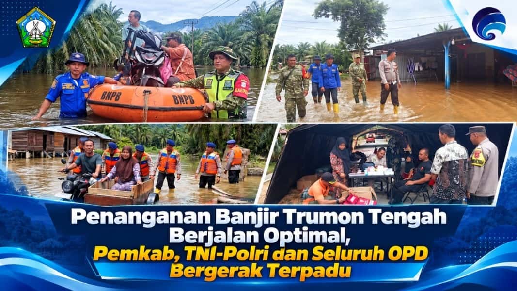 Kondisi banjir luapan Sungai Lae Soraya dan penanganan warga terdampak di Kecamatan Trumon Tengah, Kabupaten Aceh Selatan