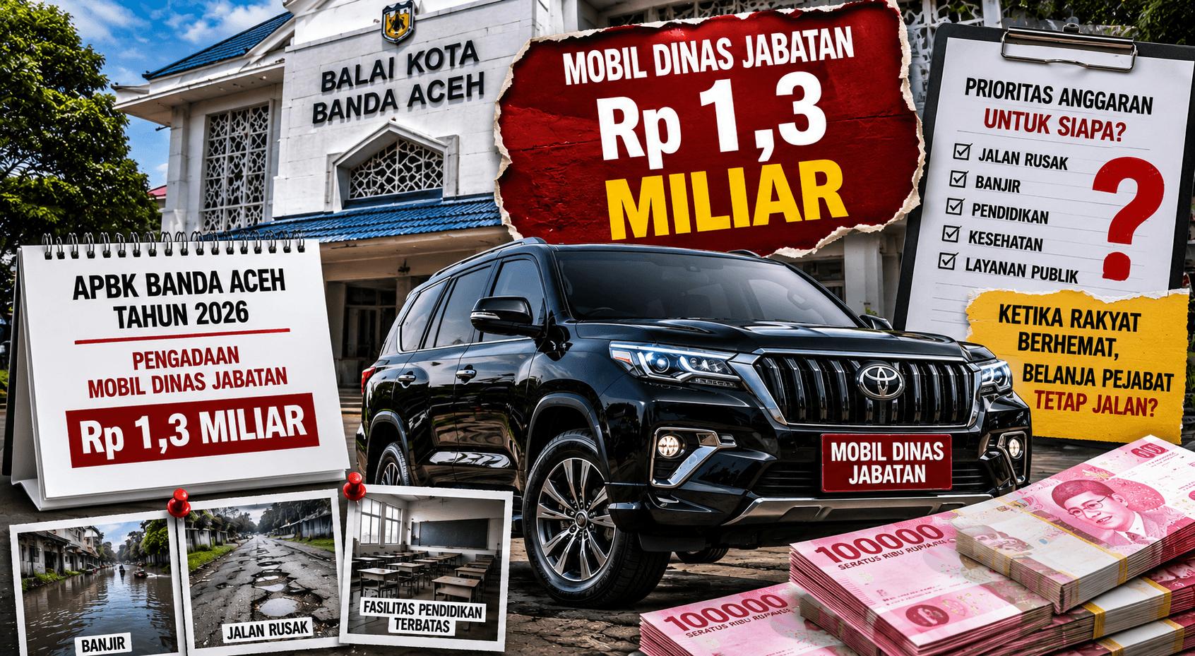 Pemko Banda Aceh Anggarkan Mobil Dinas Rp1,3 Miliar