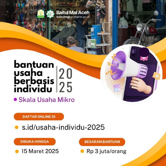 Baitul Mal Aceh Beri Bantuan Usaha Berbasis Individu, Berikut Syaratnya