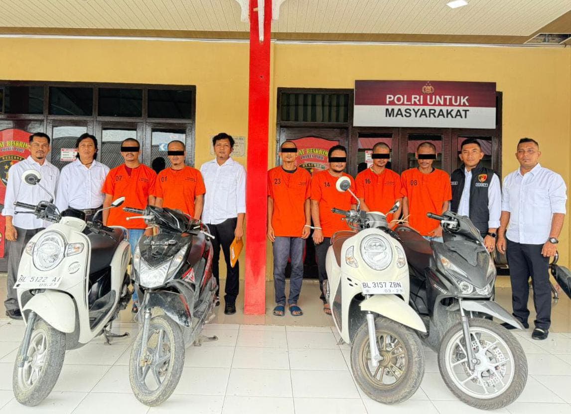 Satreskrim Polres Pidie Tangkap 6 Pelaku Curanmor, Pihak Kepolisian Temukan Kasus Lain Pada Tersangka