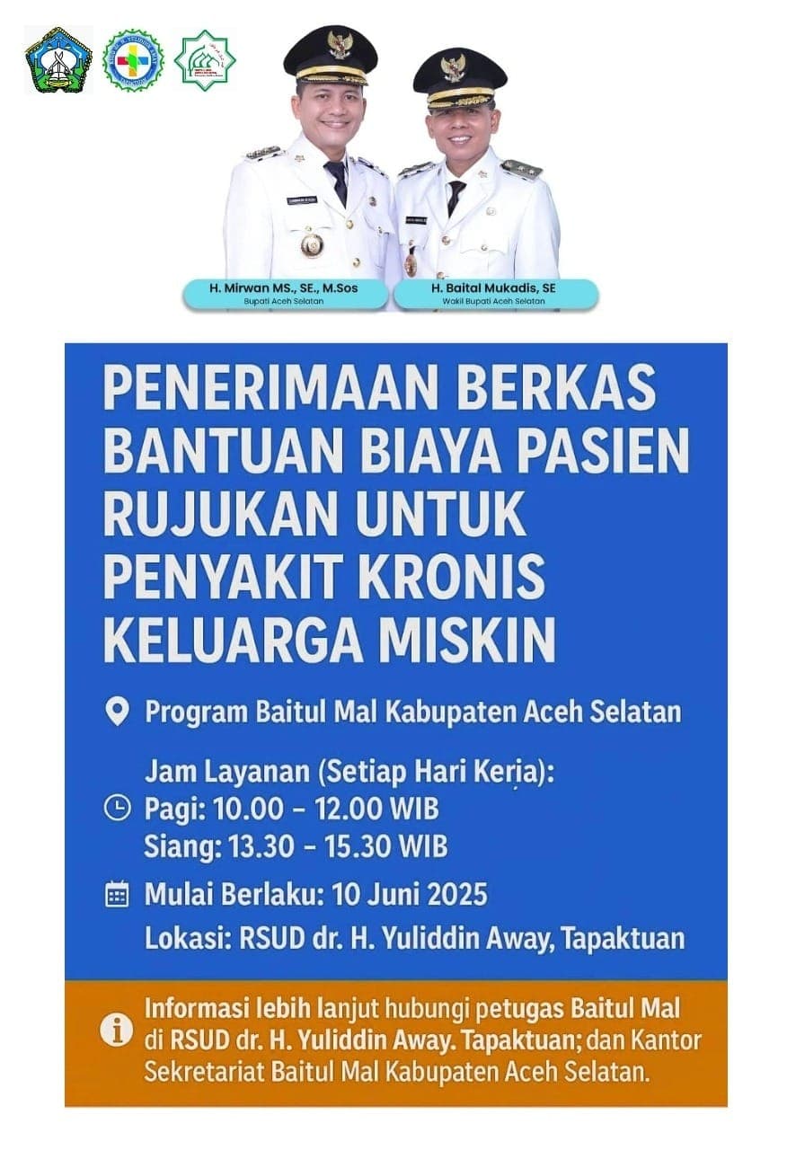 Baitul Mal Aceh Selatan Buka Layanan Bantuan Biaya Pasien Rujukan di RSUYA Tapaktuan