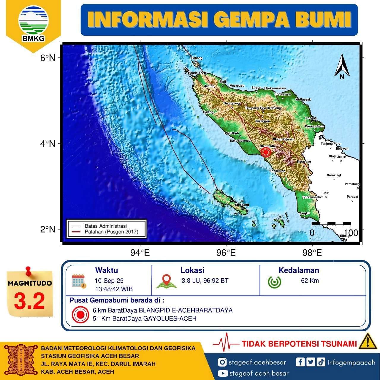 Gayo Lues dan Blang Pidie Diguncang Gempa, BMKG Imbau Tetap Tenang