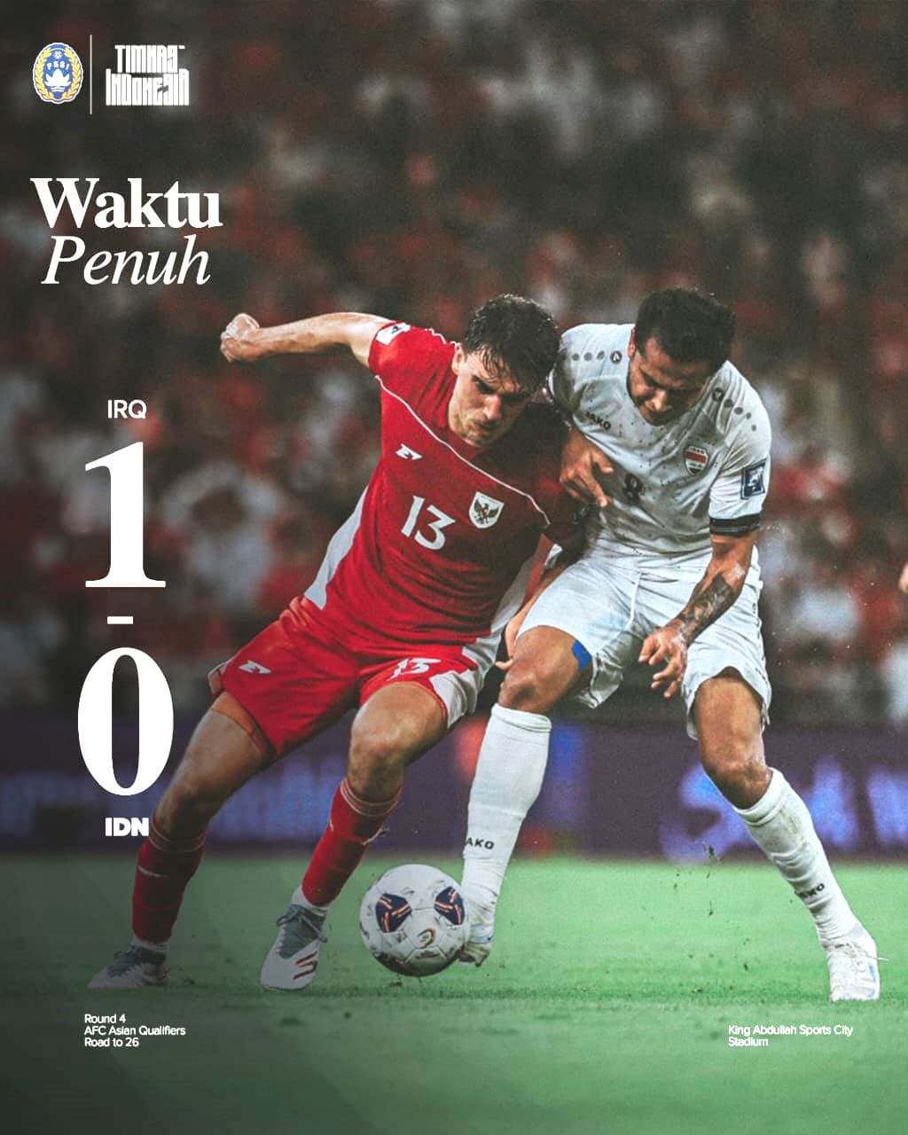 Gol Tunggal Irak Pupuskan Mimpi Indonesia ke Piala Dunia 2026