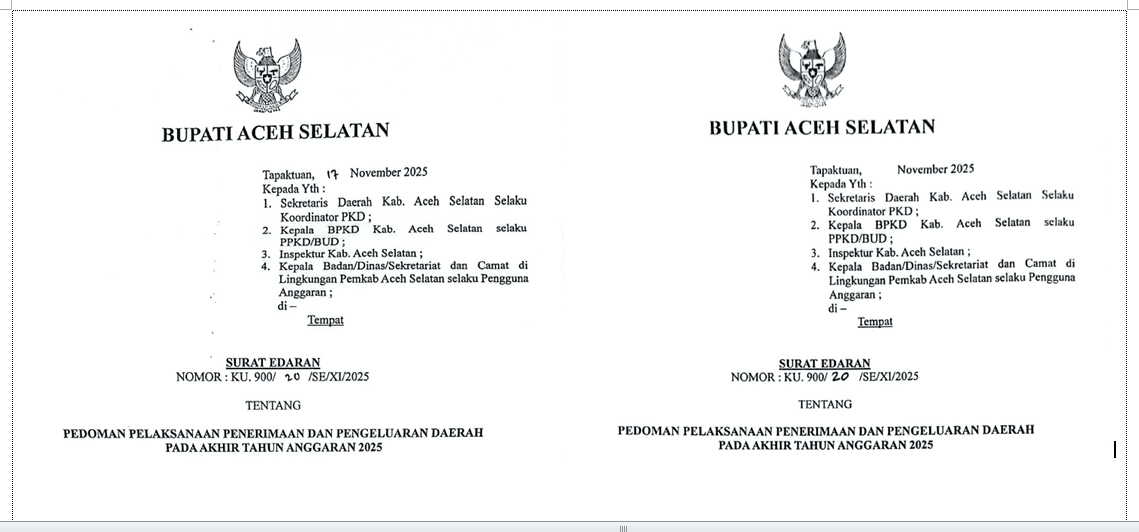 Blunder Akhir Tahun: Bupati Aceh Selatan Teken “Surat Tanpa Tanggal”, FORMAKI Endus Legalisasi Maladministrasi