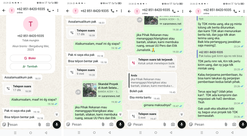 Tepis Isu Miring, Redaksi Sarannews Buka Bukti Percakapan: Kami Menolak Disogok untuk Tutup Berita Skandal PKA