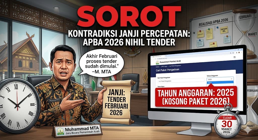 Kontradiksi Janji Percepatan, Tender APBA 2026 Masih Nihil di Laman LPSE Hingga Akhir Maret