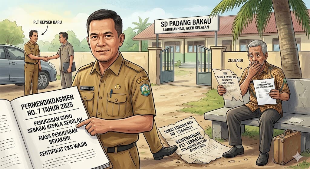 Berlindung di Balik Permendikdasmen, Plt Kadisdikbud Aceh Selatan Diduga Tabrak Aturan BKN Terkait Mutasi Kepsek