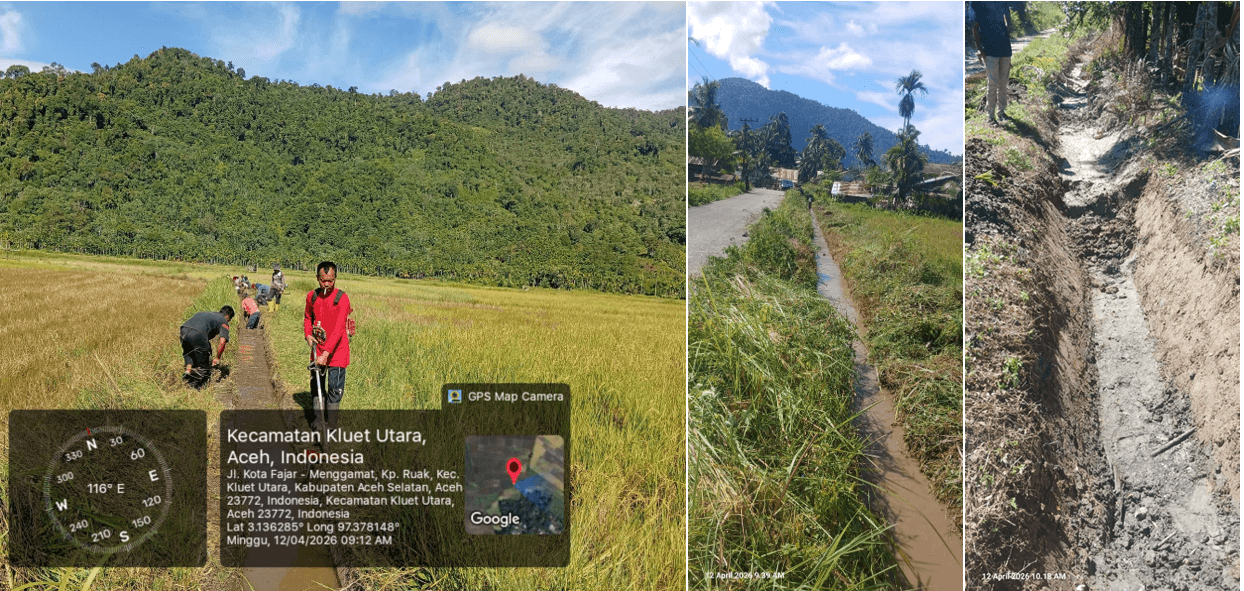 Petani Gampong Ruak Gotong Royong Bersihkan Saluran Air, Harapkan Bantuan Alat untuk Musim Tanam Gadu