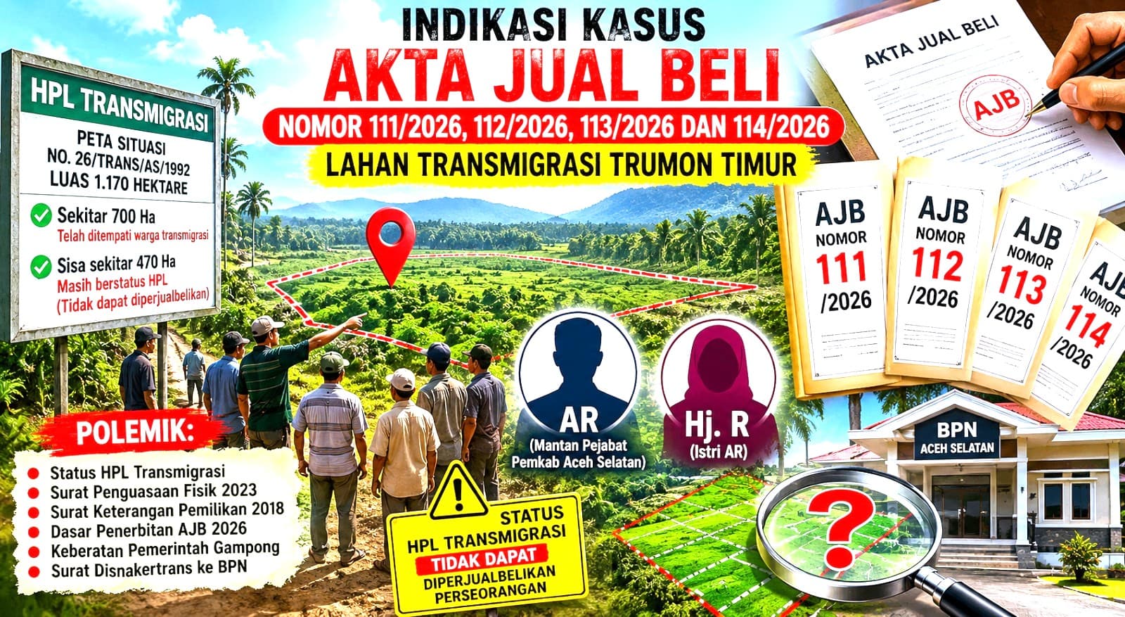 Nama Mantan Pejabat Aceh Selatan Muncul dalam Polemik Jual Beli Lahan HPL di Trumon Timur