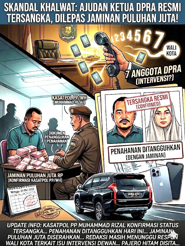 RESMI TERSANGKA! KASUS KHALWAT AJUDAN KETUA DPRA DITANGGUHKAN, JAMINAN PULUHAN JUTA, ISU INTERVENSI MENGUAT