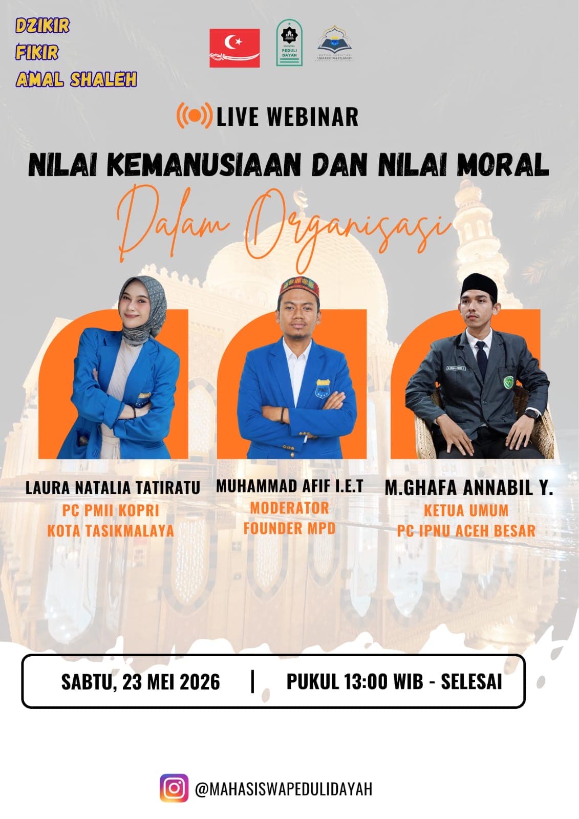 Dzikir, Fikir, Amal Shaleh dan Krisis Moral Organisasi Mahasiswa: Suara Kritis dari Webinar PMII dan Mahasiswa Peduli Dayah