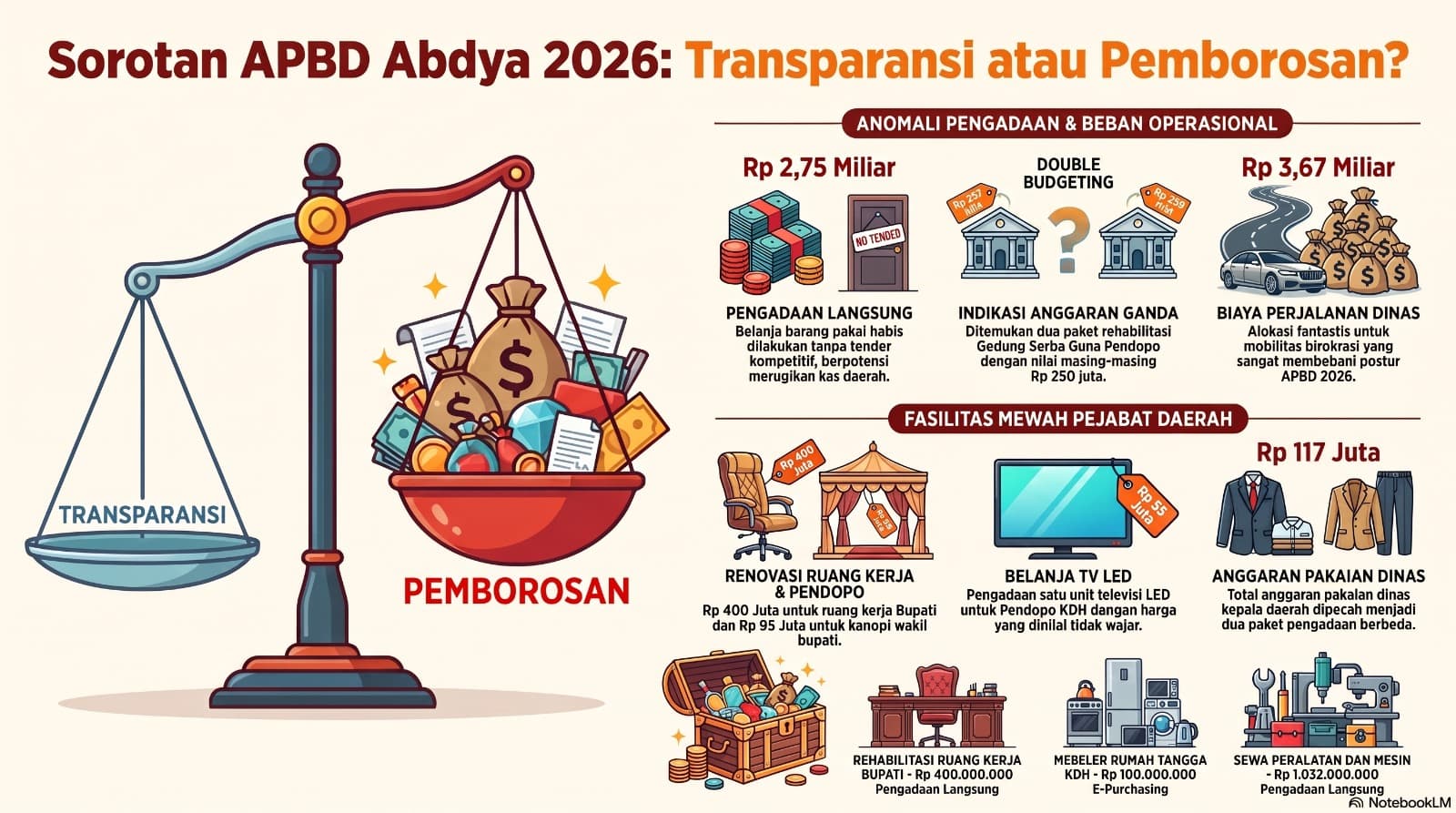Sorotan APBD Abdya 2026: Pagu Raksasa Tanpa Tender dan Indikasi Pemborosan Fasilitas Kepala Daerah
