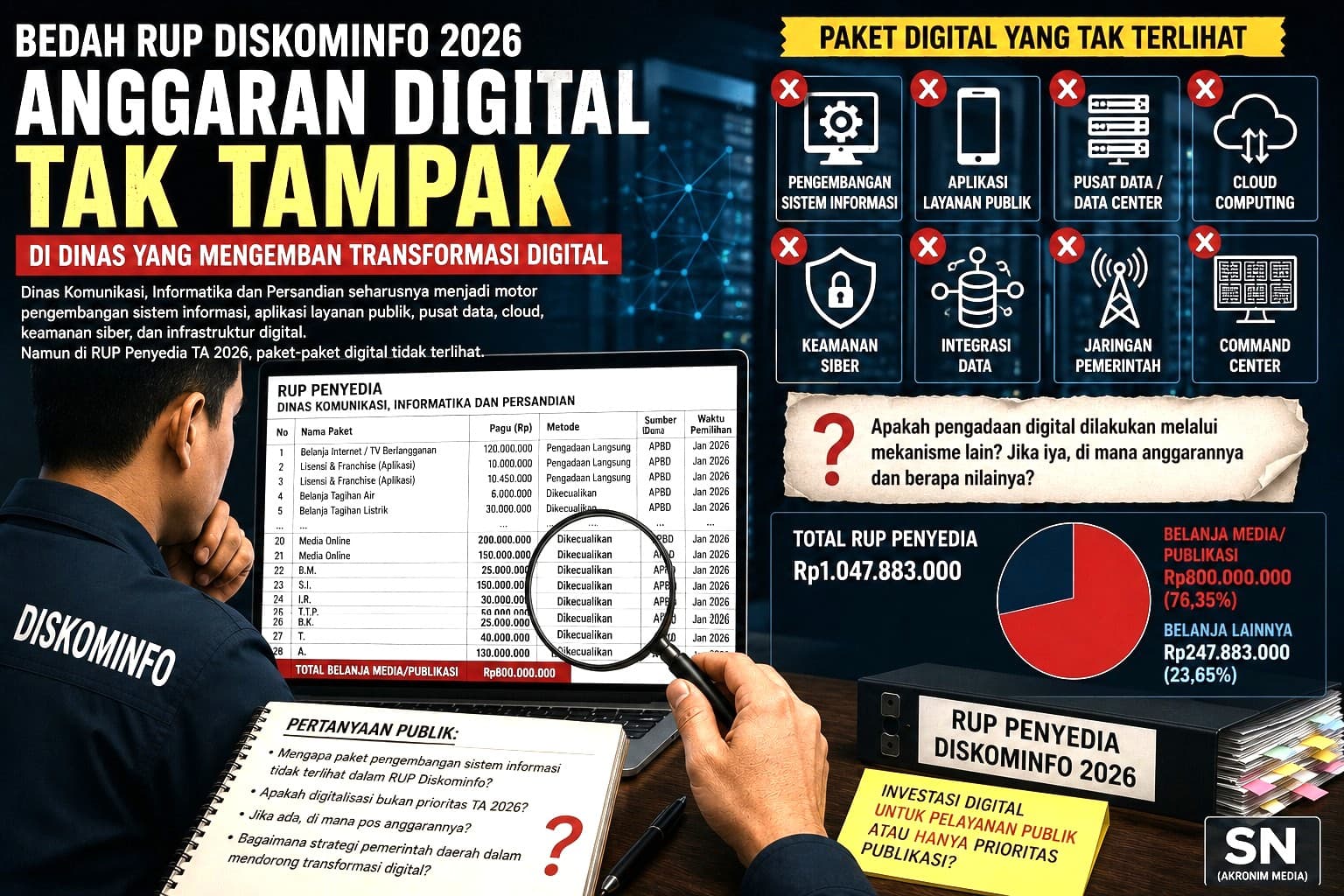 Ketika Anggaran Digital Tak Tampak di Dinas yang Mengemban Transformasi Digital di Aceh Selatan