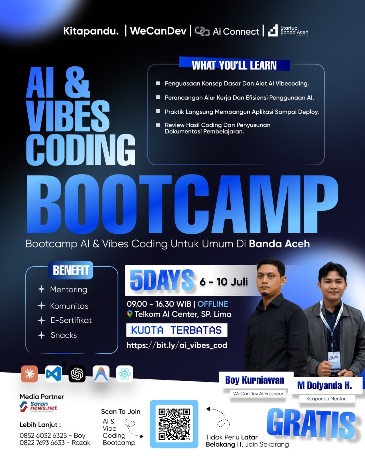Tingkatkan Literasi Digital, Kitapandu dan Komunitas Teknologi Gelar Bootcamp AI & Vibes Coding Gratis di Banda Aceh