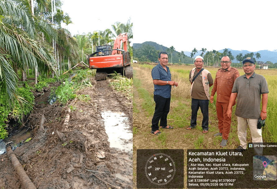 Cegah Banjir dan Dukung Ketahanan Pangan, BPBD Aceh Selatan Normalisasi Saluran Air di Kluet Utara