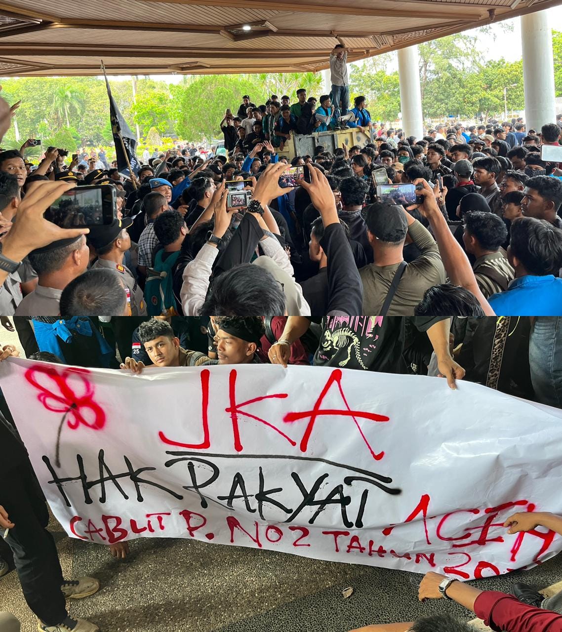 Massa Aliansi Rakyat Aceh Gelar Aksi Demonstrasi Tuntut Pencabutan Pergub JKA