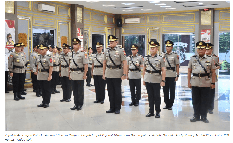 Kapolda Aceh Pimpin Sertijab Empat Pejabat Utama dan Dua Kapolres