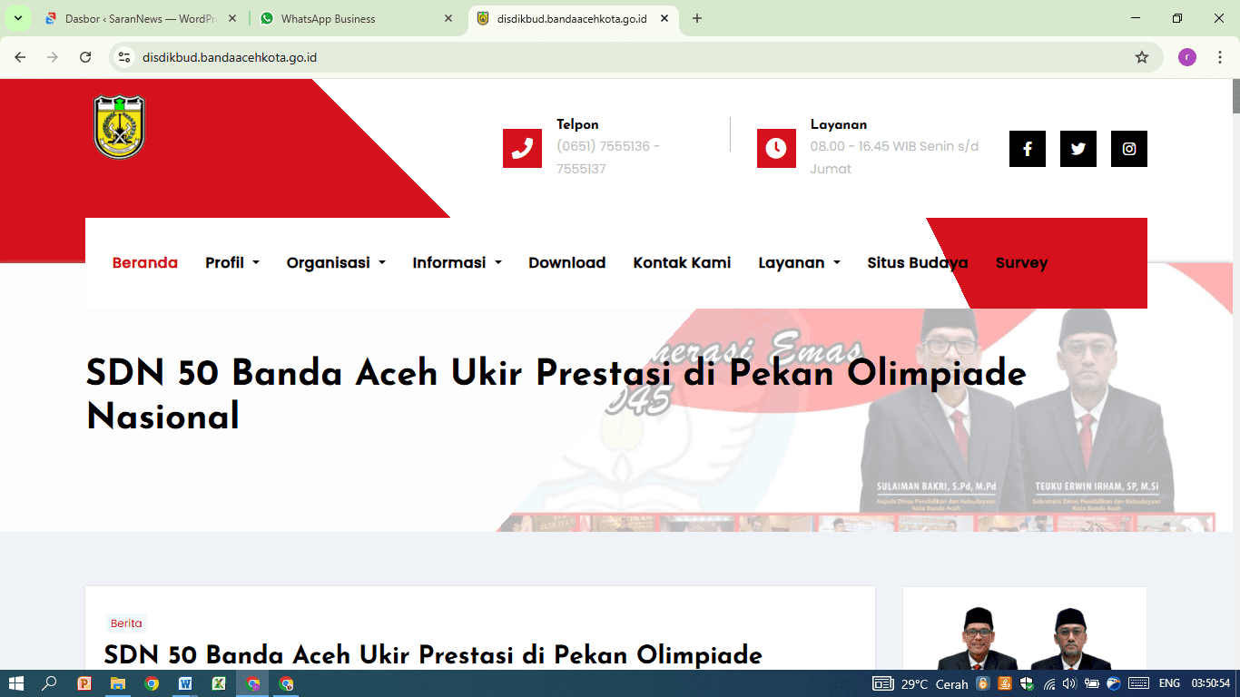 Website Disdikbud Banda Aceh ‘Sunyi’ dari Informasi Strategis, Pelanggaran Serius terhadap Hukum?
