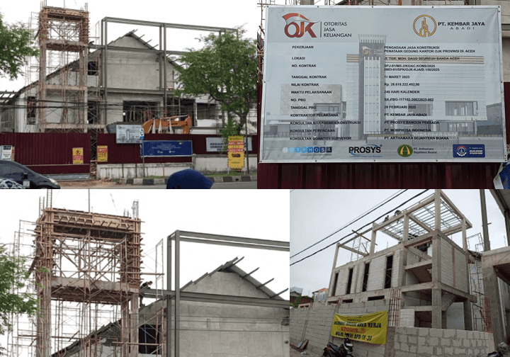 Proyek Kantor OJK Aceh Senilai Rp28,6 Miliar Diwarnai Dugaan Pelanggaran K3 dan Penunggakan Upah Pekerja, dan Tolak beri Keterangan ke Media