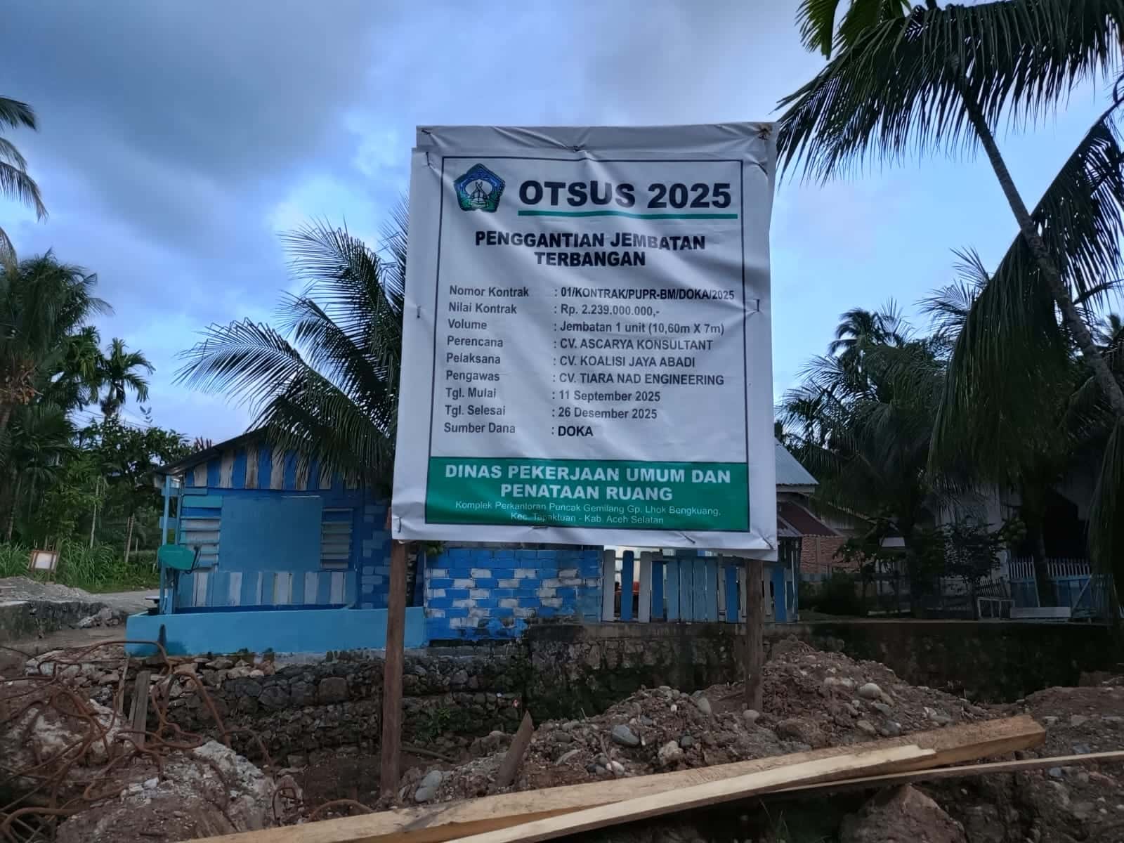Progres Capai 14%, PUPR Aceh Selatan Sebut Pengerjaan Jembatan Terbangan Sesuai Target