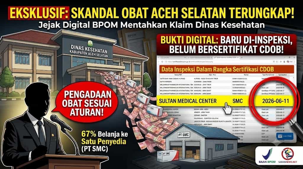 EKSKLUSIF: Jejak Digital BPOM Mentahkan Dalih Dinkes Aceh Selatan, Bukti PT SMC Belum Bersertifikat CDOB Terungkap