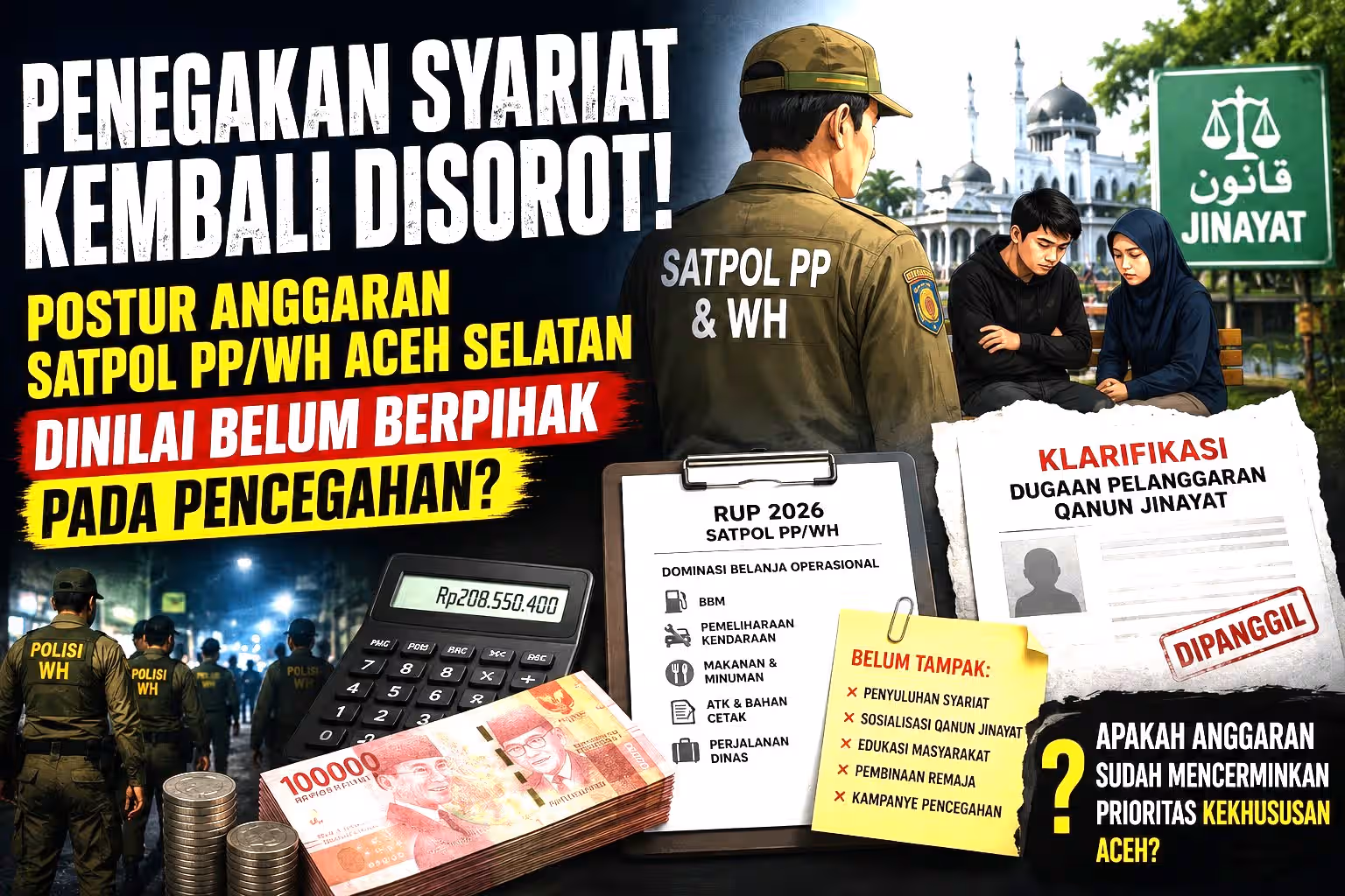 Kasus Dugaan Pelanggaran Syariat Terus Muncul, Ke Mana Arah Prioritas Anggaran Penegakan Syariat di Aceh Selatan?