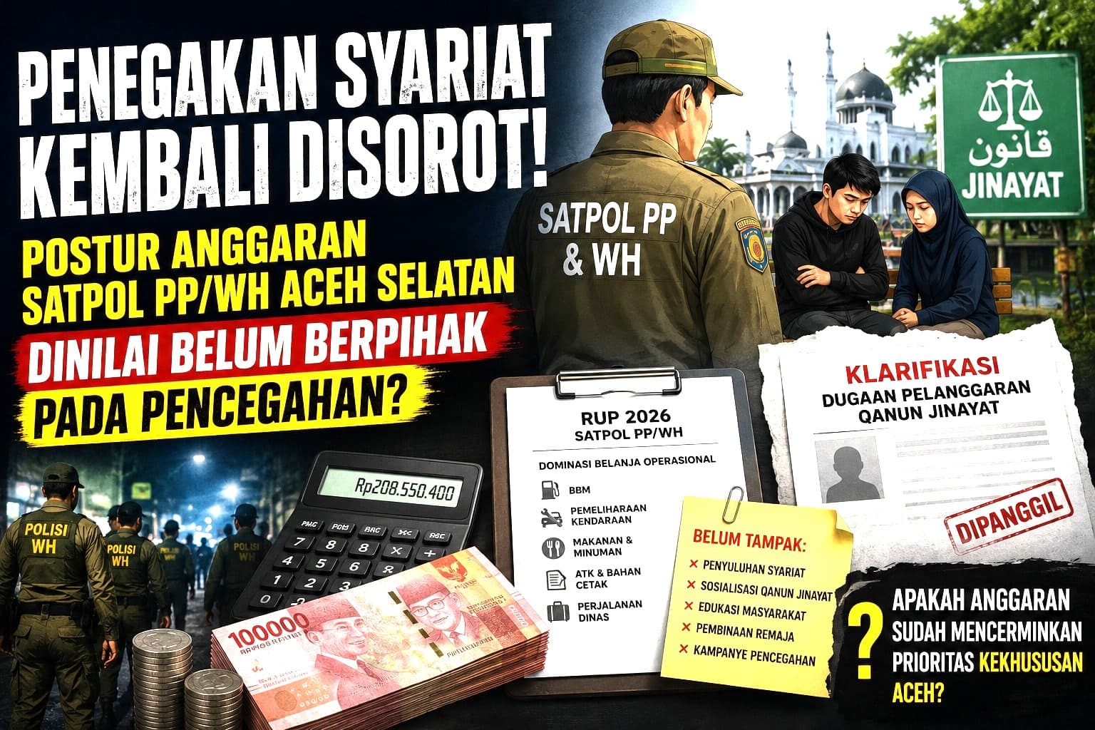 Kasus Dugaan Pelanggaran Syariat Terus Muncul, Ke Mana Arah Prioritas Anggaran Penegakan Syariat di Aceh Selatan?