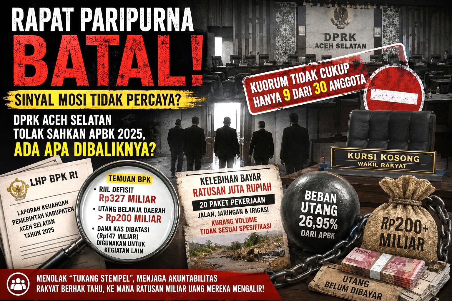 Akrobatik Fiskal Berujung Boikot: Mengapa Dewan Menolak “Cuci Piring” Rapor Merah Pemkab Aceh Selatan?