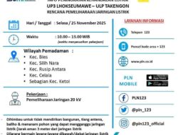 PLN Takengon Umumkan Pemadaman Terencana 25 November, Berikut List Kecamatan Terdampak