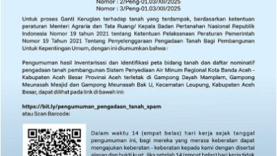 Masa Sanggah Lewat, Ganti Rugi Lahan SPAM Leupung Masih ‘Gelap’: Warga Menanti Kepastian Pembayaran